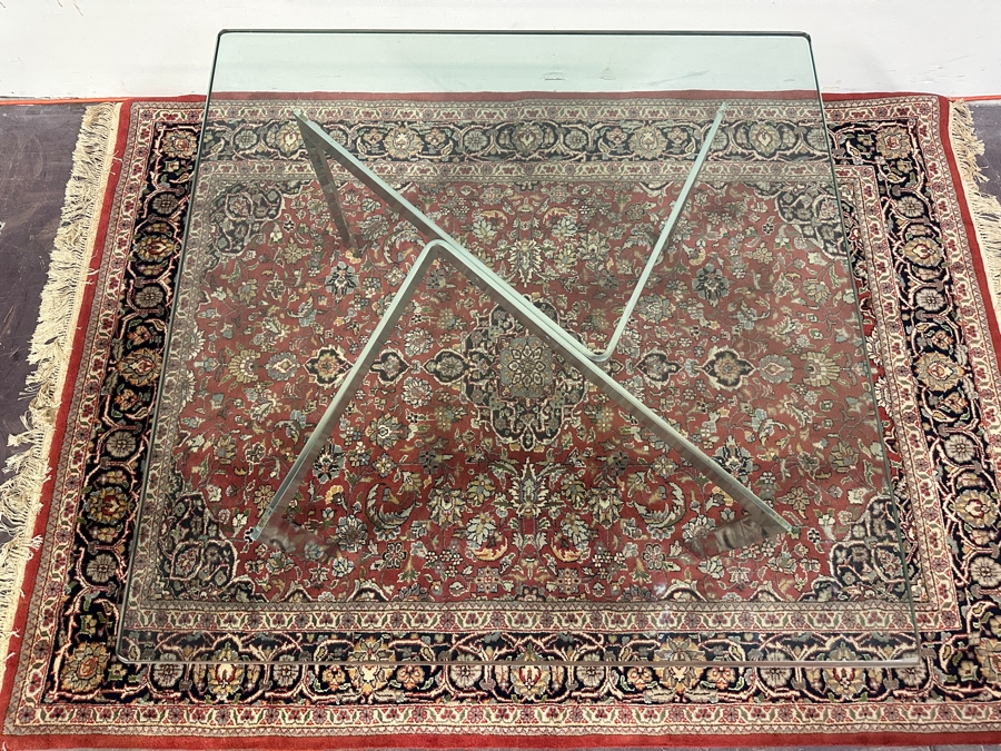 JUST ADDED - Modernist Chrome Base Glass Top Coffee Table 36W X 36D X 16H [Photo 6]