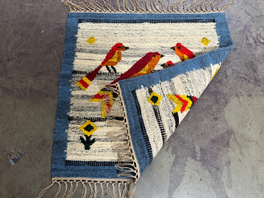 JUST ADDED - Vintage Wool Hand Woven Tree Of Life Tapestry 24.5W X 24.5H [Photo 4]