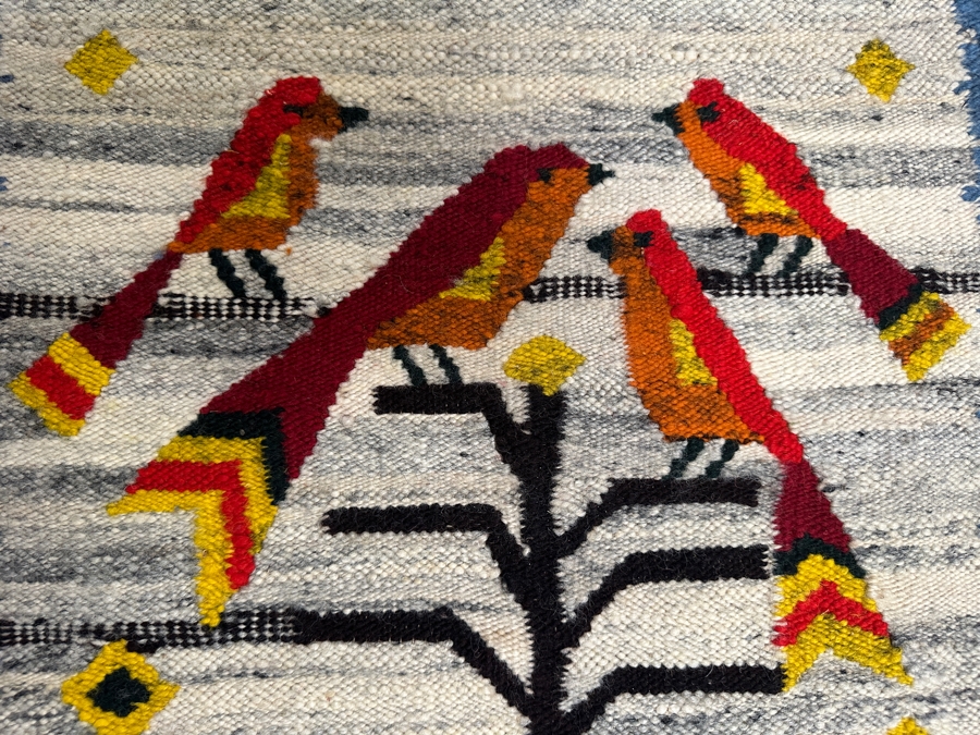 JUST ADDED - Vintage Wool Hand Woven Tree Of Life Tapestry 24.5W X 24.5H [Photo 3]