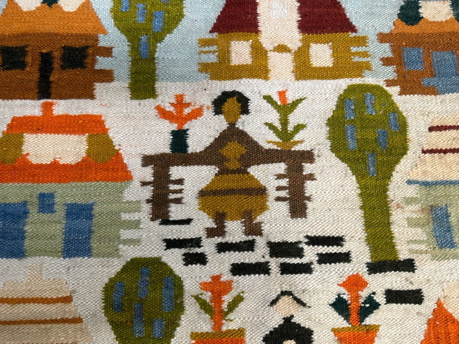 JUST ADDED - Vintage Polish Handwoven Wool Tapestry For Cepelia Ryneczek Designer Stawicka 40W X 45H [Photo 4]