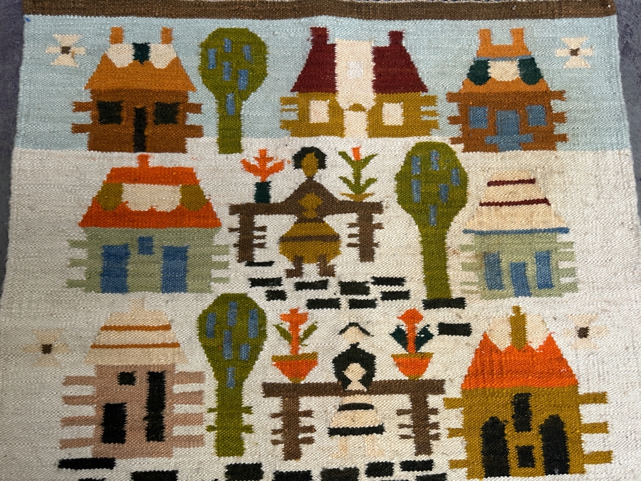 JUST ADDED - Vintage Polish Handwoven Wool Tapestry For Cepelia Ryneczek Designer Stawicka 40W X 45H [Photo 3]