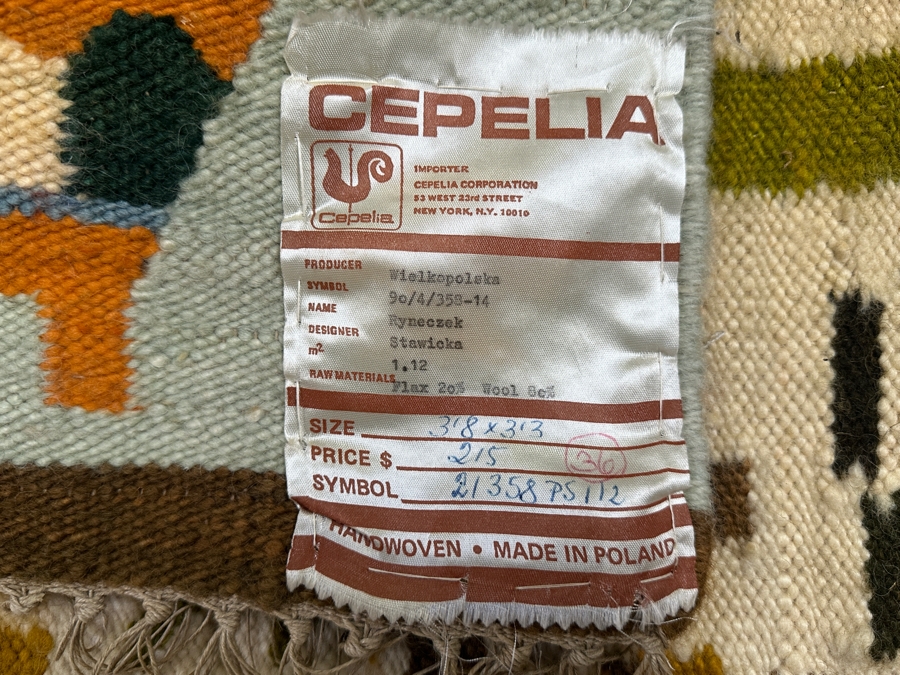 JUST ADDED - Vintage Polish Handwoven Wool Tapestry For Cepelia Ryneczek Designer Stawicka 40W X 45H [Photo 7]