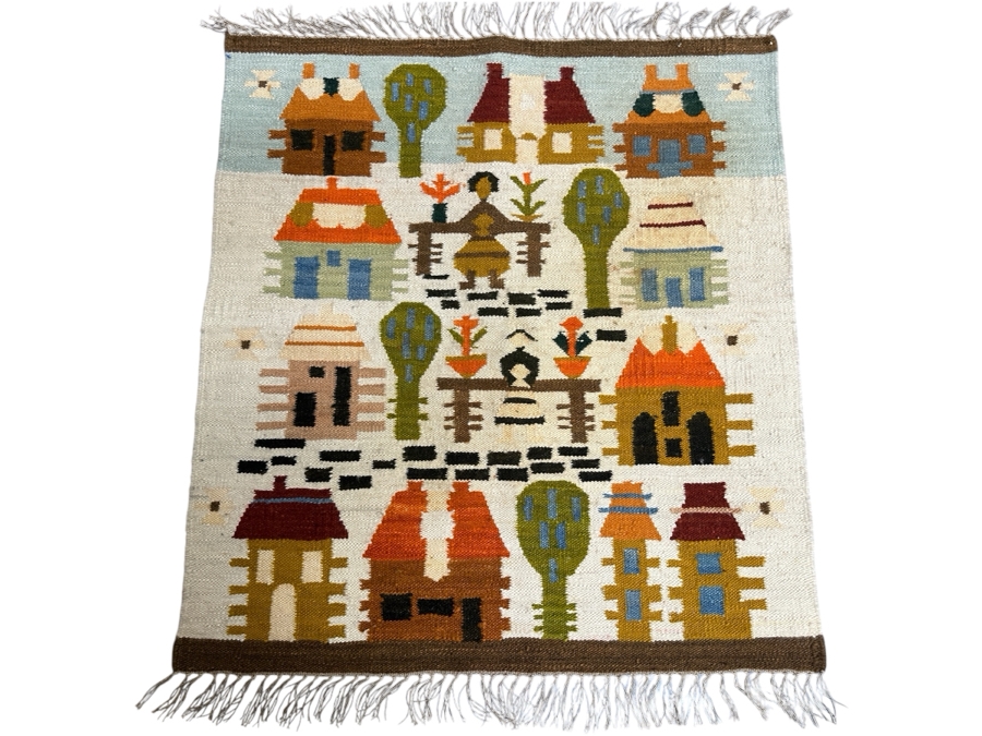 JUST ADDED - Vintage Polish Handwoven Wool Tapestry For Cepelia Ryneczek Designer Stawicka 40W X 45H [Photo 1]