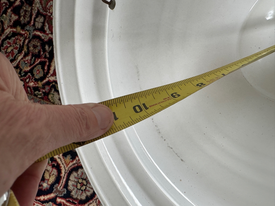 JUST ADDED - Antique Art Deco Metal Enamel French Lumier Light Shades 21'W [Photo 10]