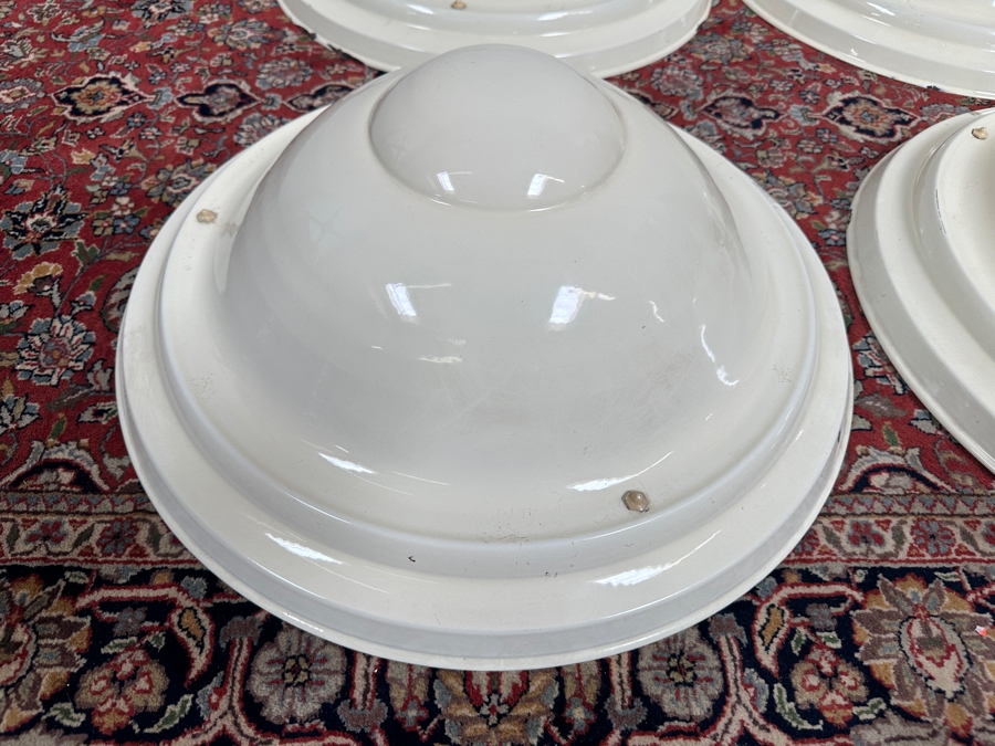 JUST ADDED - Antique Art Deco Metal Enamel French Lumier Light Shades 21'W [Photo 2]