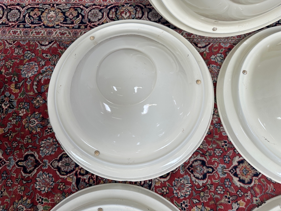 JUST ADDED - Antique Art Deco Metal Enamel French Lumier Light Shades 21'W [Photo 8]