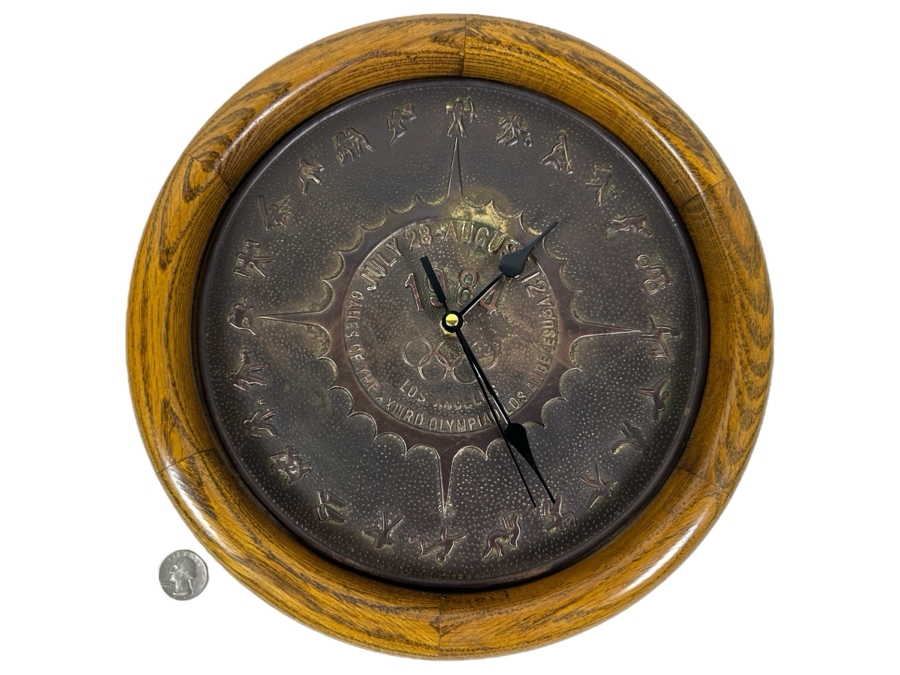 JUST ADDED - Vintage 1984 Los Angeles Olympics Bronze Quartz Wall Clock 11.5W [Photo 1]