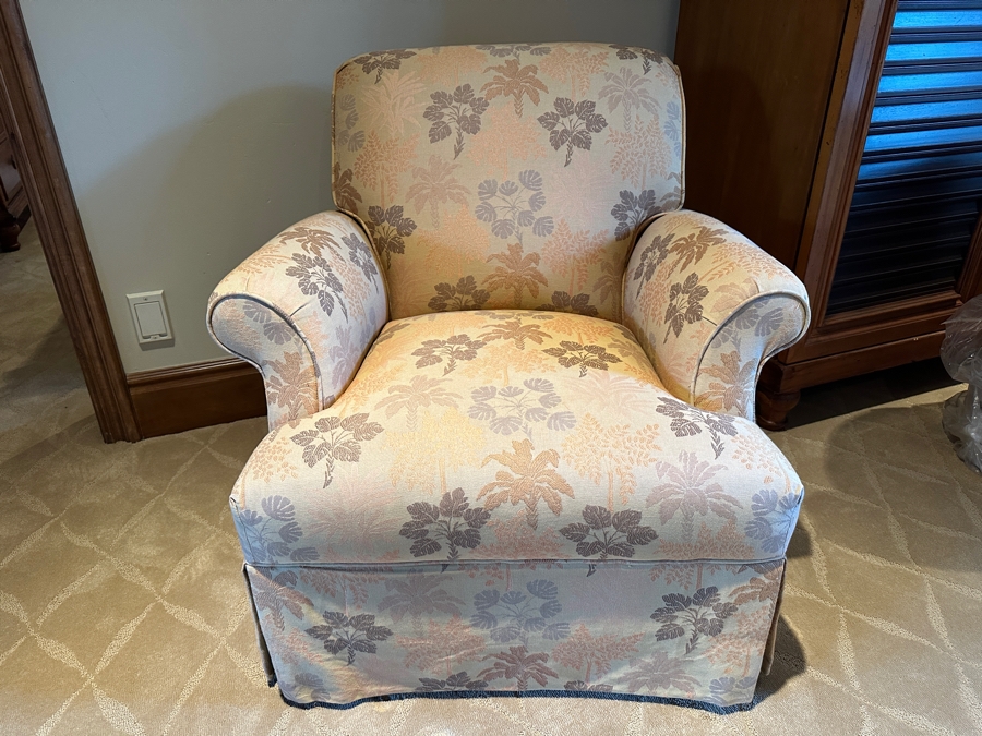 JUST ADDED - Lexington Upholstered Armchair with Ottoman From A Rancho Santa Fe Casita (Rarely Used) (Chair - 30W x 35D x 33H) (Ottoman - 27W x 22D x 17H) [Photo 4]