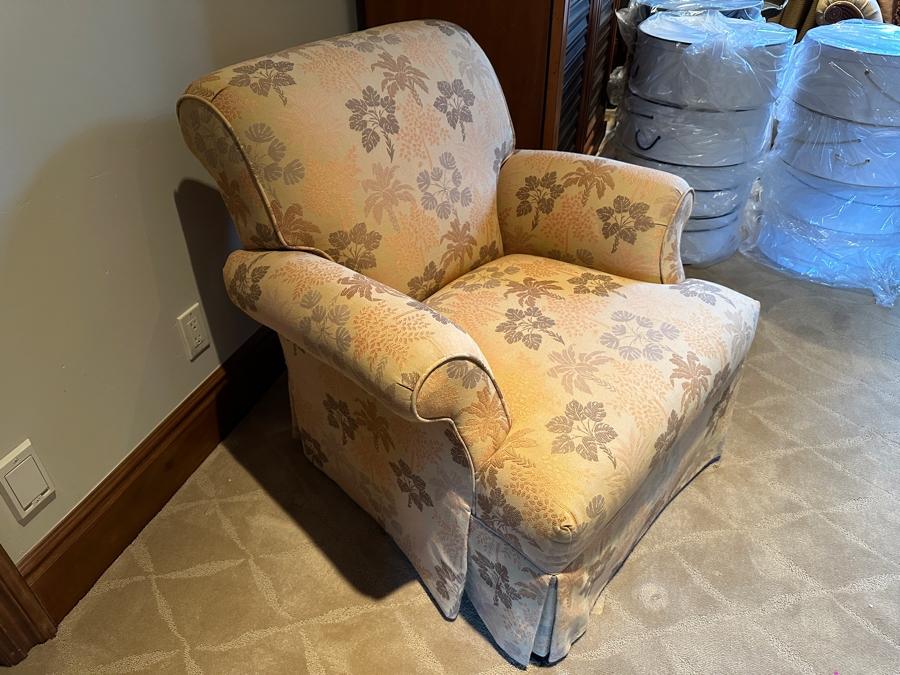 JUST ADDED - Lexington Upholstered Armchair with Ottoman From A Rancho Santa Fe Casita (Rarely Used) (Chair - 30W x 35D x 33H) (Ottoman - 27W x 22D x 17H) [Photo 6]