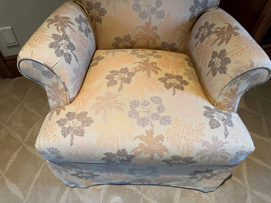 JUST ADDED - Lexington Upholstered Armchair with Ottoman From A Rancho Santa Fe Casita (Rarely Used) (Chair - 30W x 35D x 33H) (Ottoman - 27W x 22D x 17H) [Photo 8]