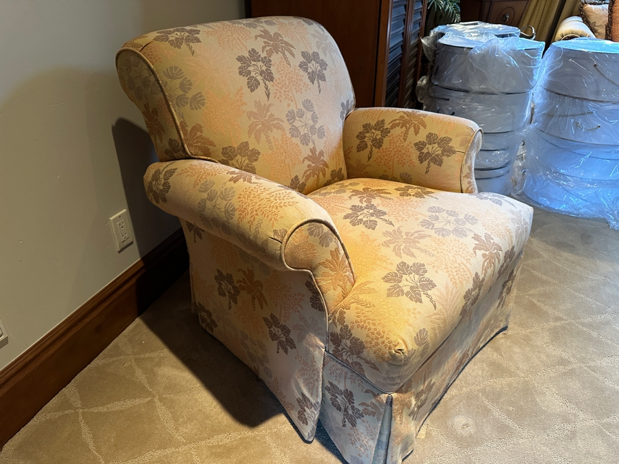 JUST ADDED - Lexington Upholstered Armchair with Ottoman From A Rancho Santa Fe Casita (Rarely Used) (Chair - 30W x 35D x 33H) (Ottoman - 27W x 22D x 17H) [Photo 5]