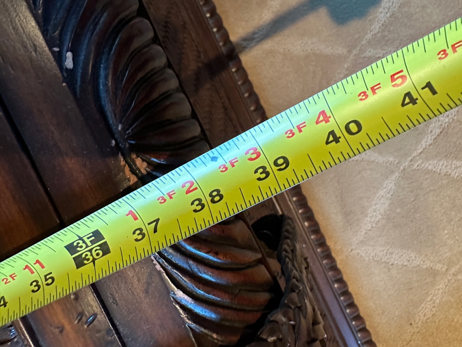 JUST ADDED - Carved Wood and Rattan Tommy Bahama Coffee Table with Storage From A Rancho Santa Fe Casita (Rarely Used) 37'W x 39'D x 19.5'H Retails $2,000+ [Photo 9]