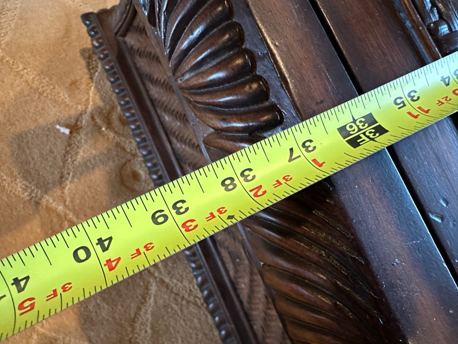 JUST ADDED - Carved Wood and Rattan Tommy Bahama Coffee Table with Storage From A Rancho Santa Fe Casita (Rarely Used) 37'W x 39'D x 19.5'H Retails $2,000+ [Photo 10]