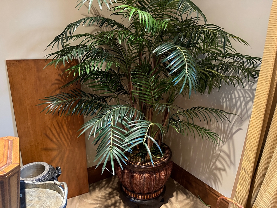 JUST ADDED - Artificial Palm Tree in Decorative Rattan Planter 68'H