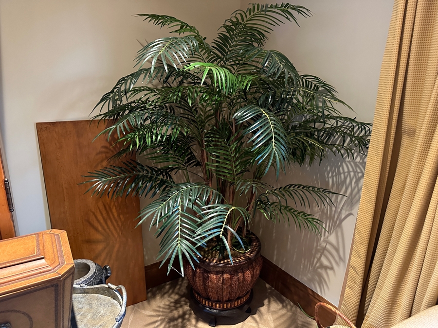 JUST ADDED - Artificial Palm Tree in Decorative Rattan Planter 68'H [Photo 2]