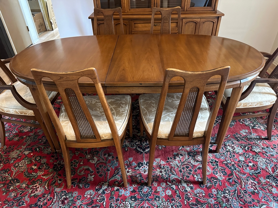 Mid-Century Modern Dining Set With Oval Dining Table With Two Leaves (One Shown) 38W X 60L (Each Leaf Is 14L) And Six Chairs From The Cosmopolitan Collection By White Furniture [Photo 3]