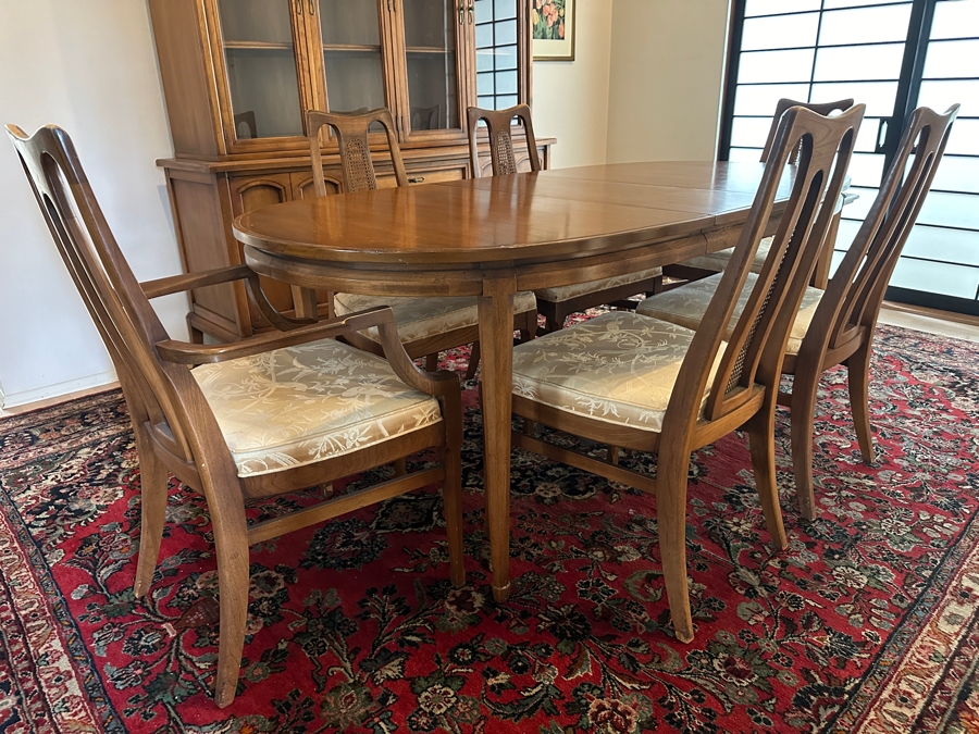 Mid-Century Modern Dining Set With Oval Dining Table With Two Leaves (One Shown) 38W X 60L (Each Leaf Is 14L) And Six Chairs From The Cosmopolitan Collection By White Furniture [Photo 9]