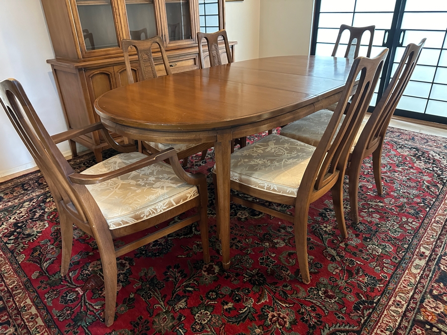 Mid-Century Modern Dining Set With Oval Dining Table With Two Leaves (One Shown) 38W X 60L (Each Leaf Is 14L) And Six Chairs From The Cosmopolitan Collection By White Furniture [Photo 7]