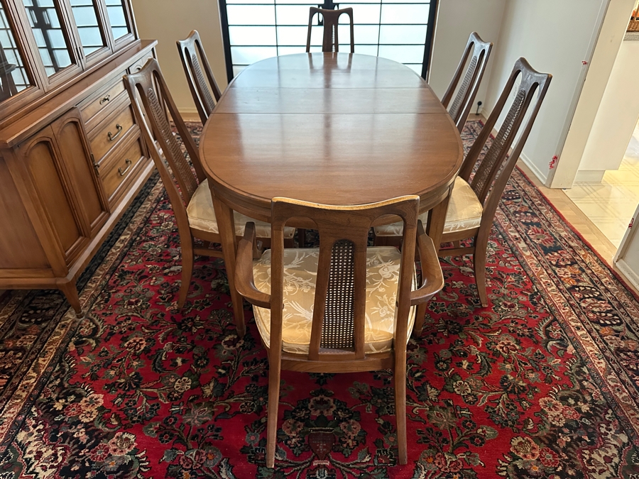 Mid-Century Modern Dining Set With Oval Dining Table With Two Leaves (One Shown) 38W X 60L (Each Leaf Is 14L) And Six Chairs From The Cosmopolitan Collection By White Furniture [Photo 2]