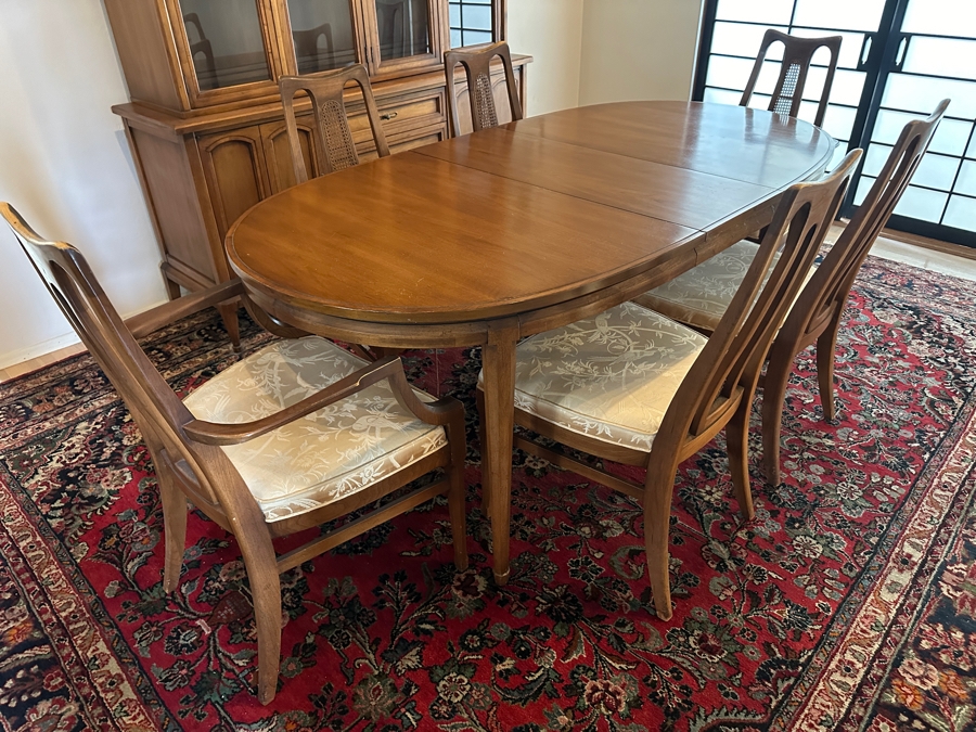 Mid-Century Modern Dining Set With Oval Dining Table With Two Leaves (One Shown) 38W X 60L (Each Leaf Is 14L) And Six Chairs From The Cosmopolitan Collection By White Furniture [Photo 8]