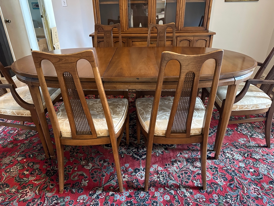 Mid-Century Modern Dining Set With Oval Dining Table With Two Leaves (One Shown) 38W X 60L (Each Leaf Is 14L) And Six Chairs From The Cosmopolitan Collection By White Furniture [Photo 4]