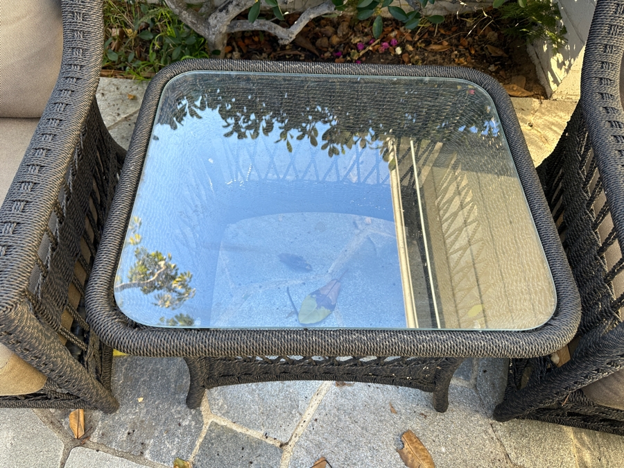 Outdoor Furniture Set With Pair Of Armchairs With Ottomans And Glass Top Side Table By Lane Venture [Photo 8]