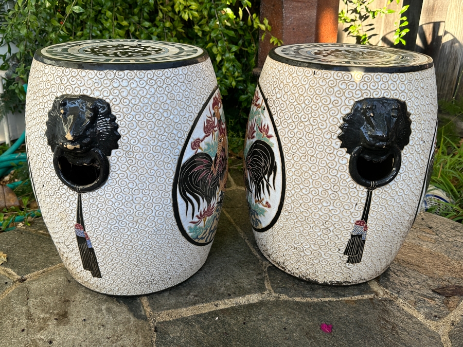 Japanese Glazed Chicken Pottery Garden Stools [Photo 4]