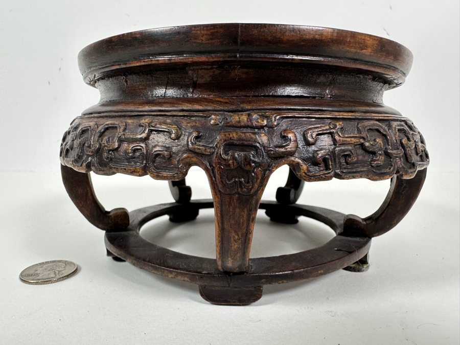 Vintage Asian Carved Wooden Stand 6.5W X 3.75H [Photo 6]