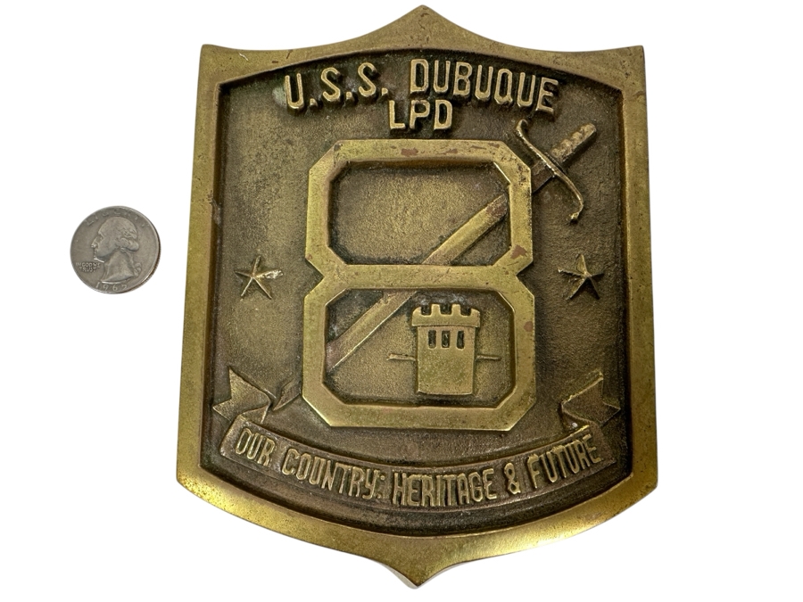 US Navy Ship U.S.S. Dubuque LPD Our Country: Heritage & Future Bronze Plaque 4.5 X 6