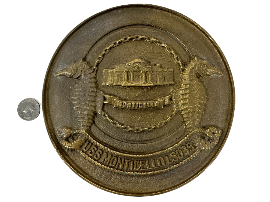 US Navy Ship U.S.S. Monticello LSD35 Bronze Plaque 7.5W
