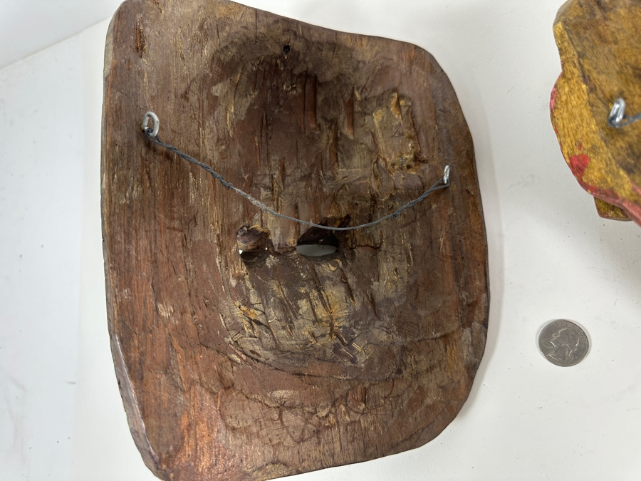 Pair Of Vintage Hand Carved Wooden Mexican Masks [Photo 7]