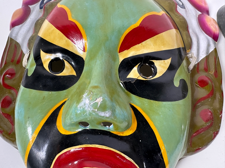 Set Of Three Hand Painted Paper Mache Masks [Photo 5]