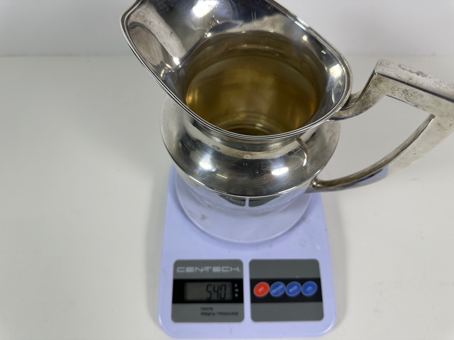 Antique Sterling Silver Water Pitcher 7.5H 540g - Sterling Silver Melt Value = $530 [Photo 15]