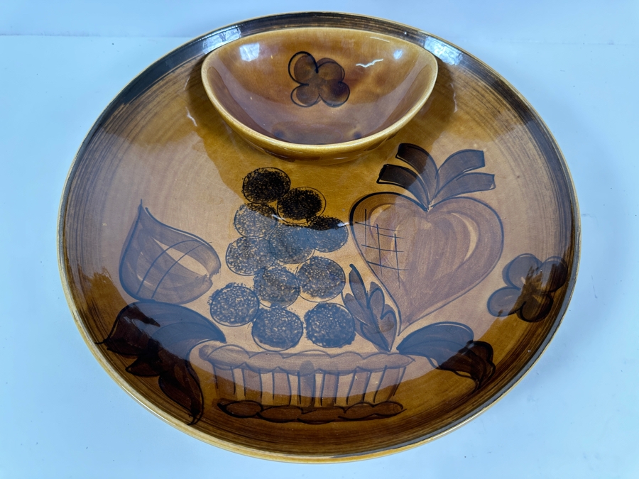 Vintage Mid-Century Los Angeles Pottery Chip & Dip Plate 13.5W [Photo 3]