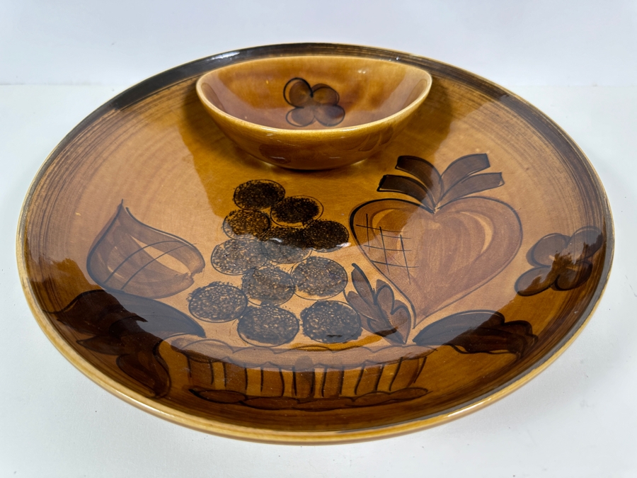 Vintage Mid-Century Los Angeles Pottery Chip & Dip Plate 13.5W [Photo 4]