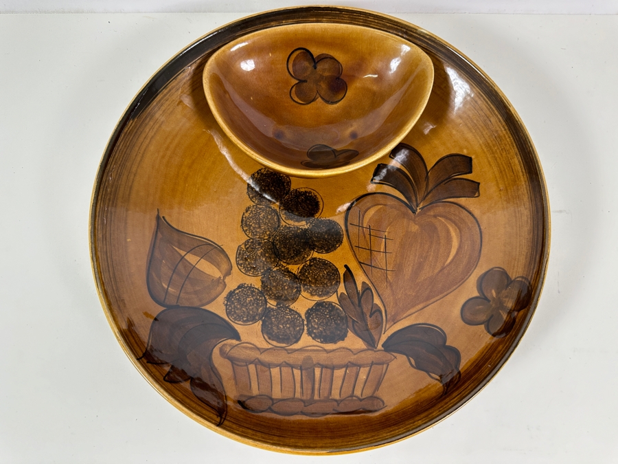 Vintage Mid-Century Los Angeles Pottery Chip & Dip Plate 13.5W [Photo 5]