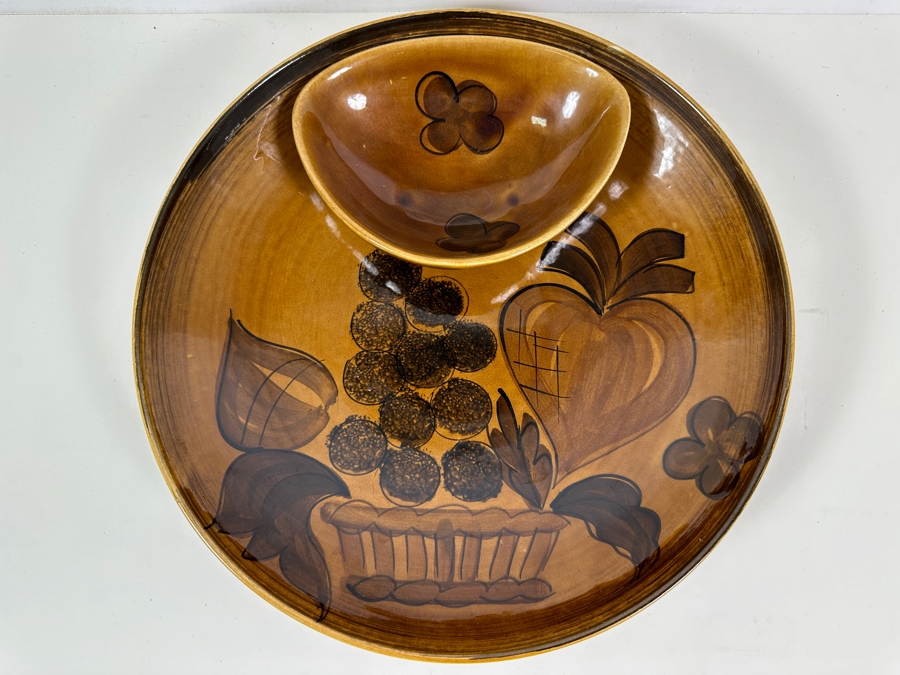 Vintage Mid-Century Los Angeles Pottery Chip & Dip Plate 13.5W [Photo 2]