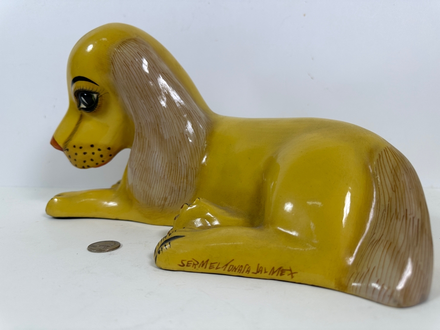 Vintage Sermel Tonala Jal Mexican Folk Art Hand Painted Paper Mache Dog 13L [Photo 8]