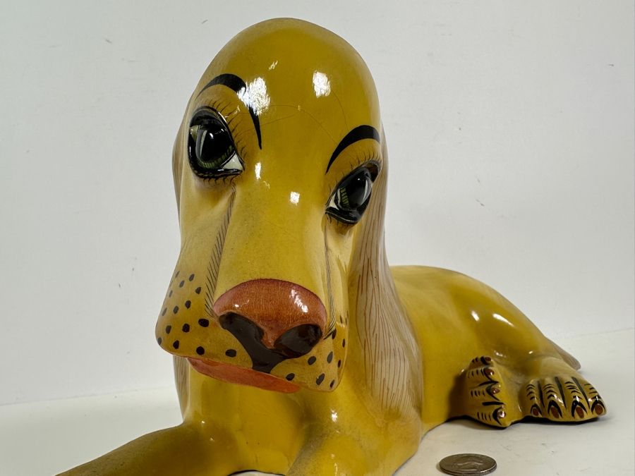 Vintage Sermel Tonala Jal Mexican Folk Art Hand Painted Paper Mache Dog 13L [Photo 6]