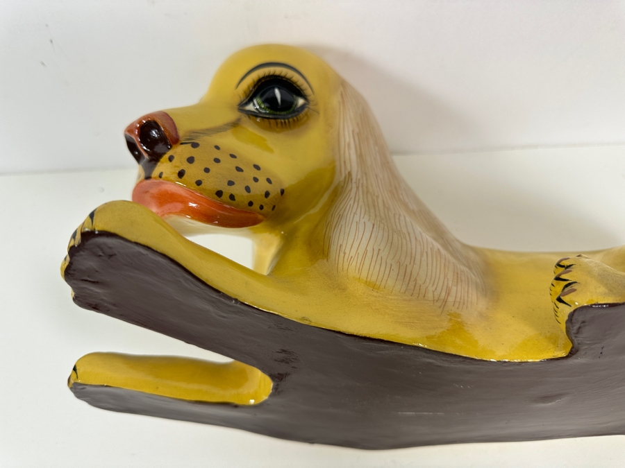 Vintage Sermel Tonala Jal Mexican Folk Art Hand Painted Paper Mache Dog 13L [Photo 11]