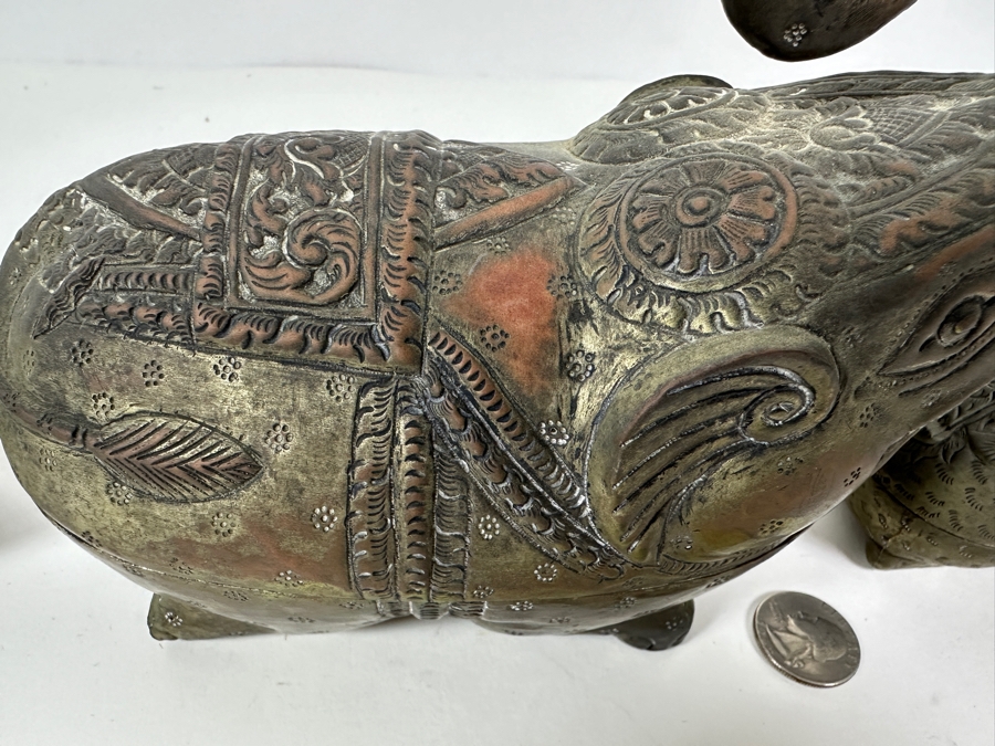 Vintage Cambodian Metal Betel Nut Boxes: Two Elephants And One Rabbit [Photo 4]