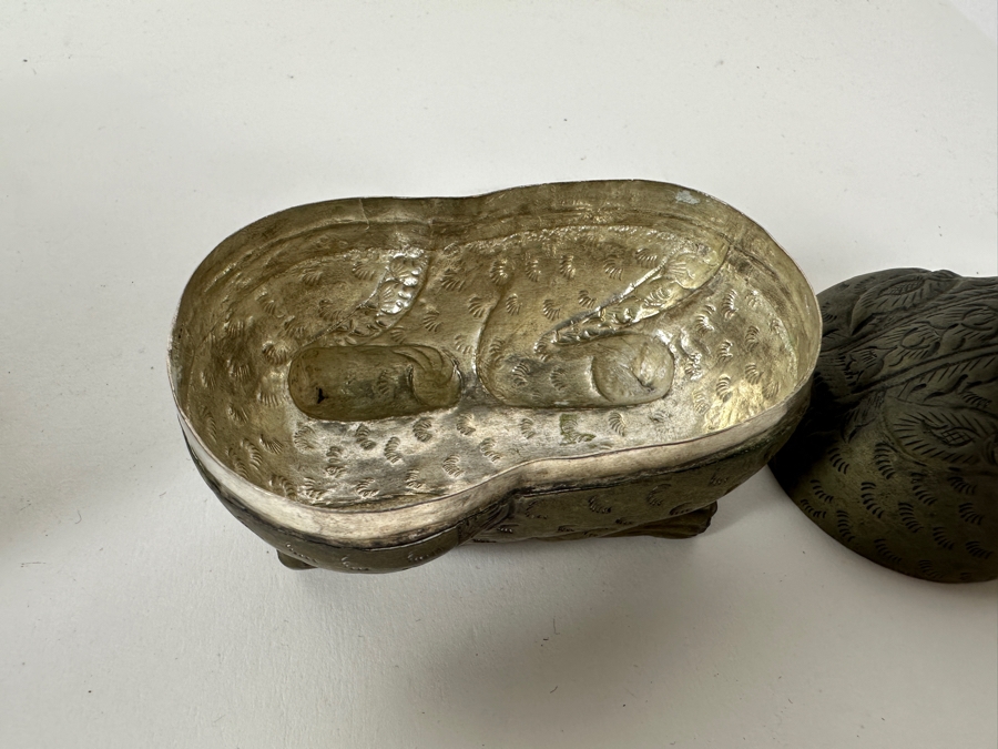 Vintage Cambodian Metal Betel Nut Boxes: Two Elephants And One Rabbit [Photo 12]