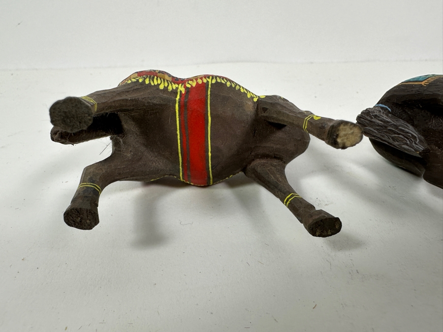 Three Vintage Hand Carved Hand Painted Wooden Horses 4.5H [Photo 7]