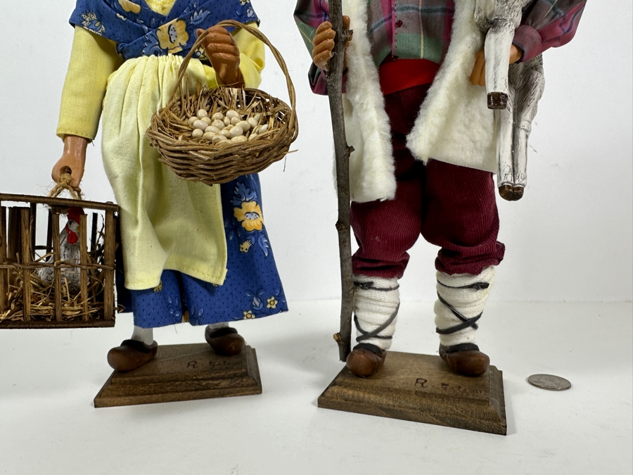 Pair Of Vintage Santon De Provence France Signed R. Gateay Hand Crafted Terra Cotta Clay Dolls 13H [Photo 8]