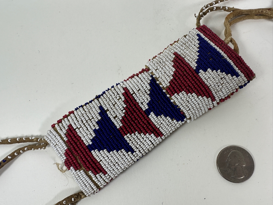 Vintage Beaded Leather Pouch 14L [Photo 3]