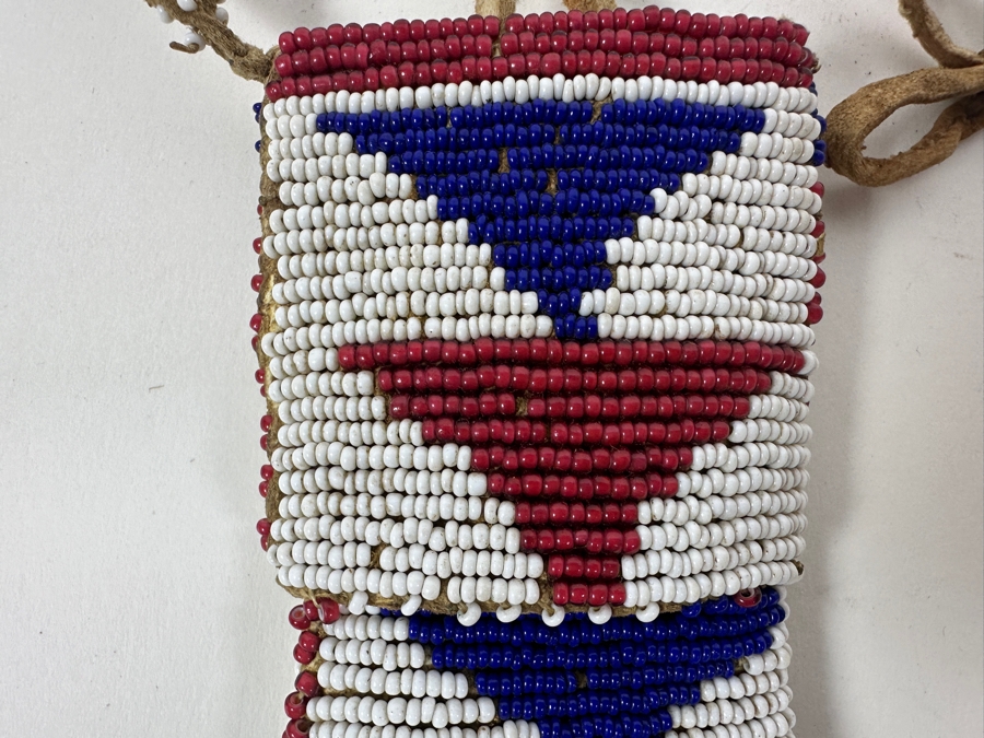 Vintage Beaded Leather Pouch 14L [Photo 4]