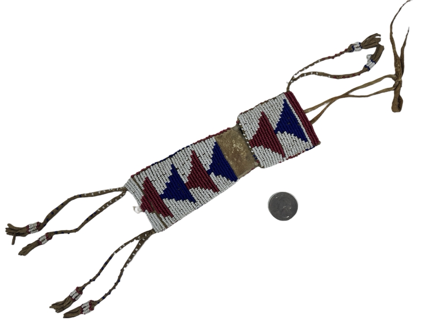 Vintage Beaded Leather Pouch 14L [Photo 1]