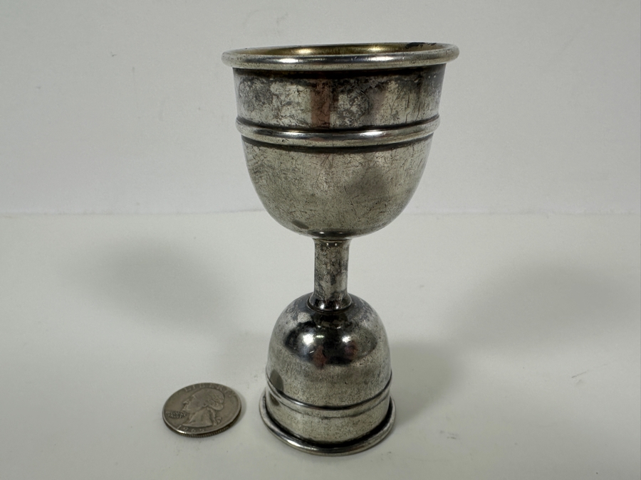 Vintage Sterling Silver Barware Double Jigger 3.75H 66g - Sterling Silver Melt Value = $65 [Photo 2]