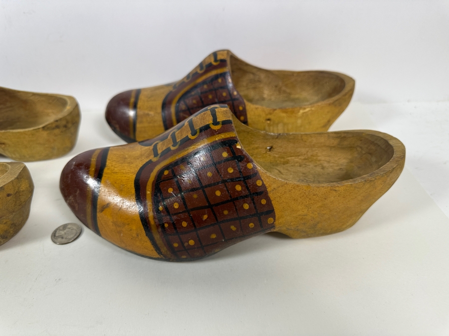 Pair Of Dutch Carved Wooden Shoes 9L And 11L [Photo 2]