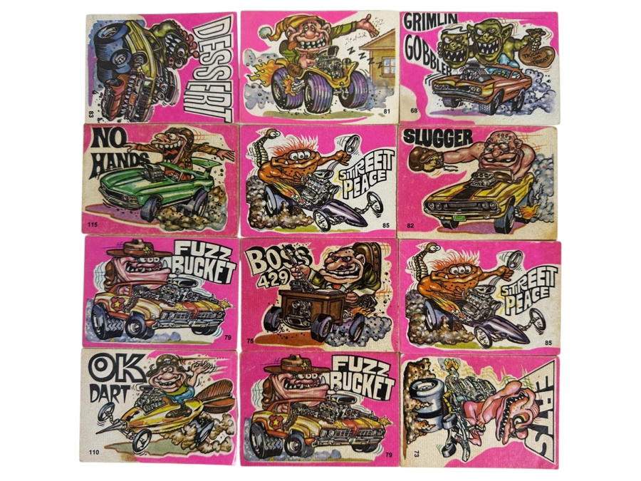 Set Of Twelve Vintage 1973 Donruss Fantastic Odd Rods Stickers [Photo 1]